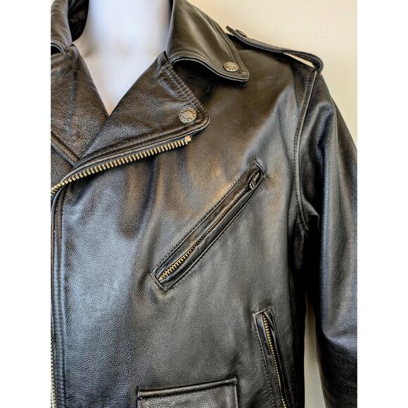 Harley Davidson Leather Jacket Mens Black Medium Eagle Embossed Back Moto Biker - Picture 4 of 13